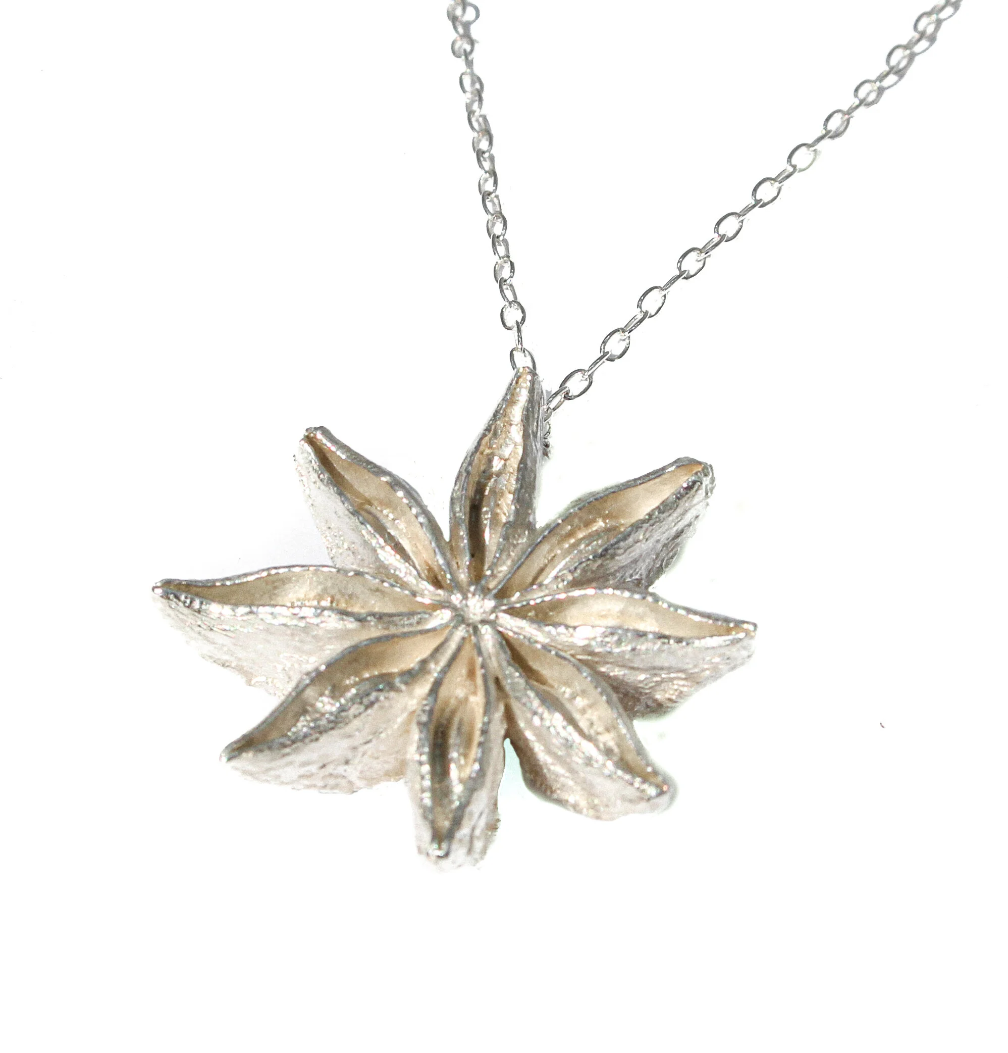 Star anise solid sterling silver pendant Etta Jewels